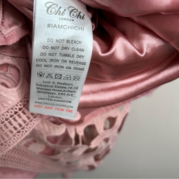 Chi Chi London Pink Lace Mini Dress Size US 2 - Picture 8 of 10